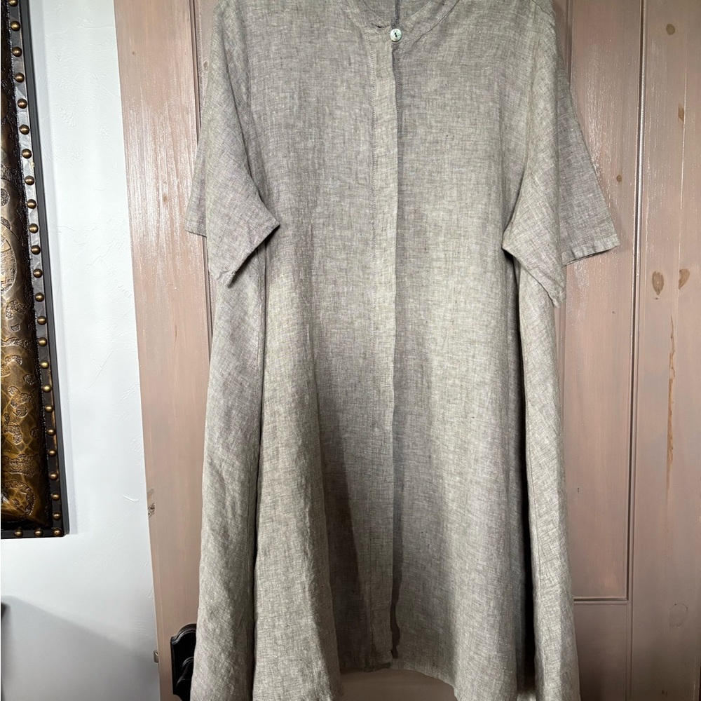 Bryn Walker Charcoal-Oatmeal Colored Linen Dress/Tunic